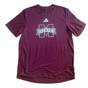 Adidas Mississippi State Bulldogs T-Shirt Mens Large Maroon Climalite Athletic‎